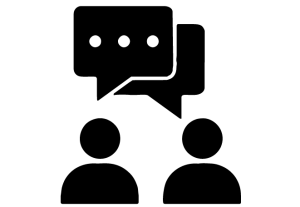 Illustration of two people talking
